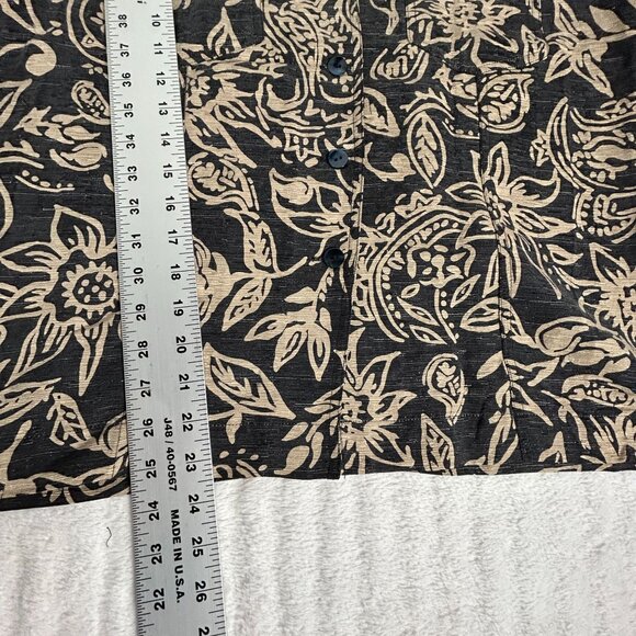 Chico's Design Womens Black Beige Floral Silk Linen Casual Shirt Jacket Size 1 - Picture 8 of 8